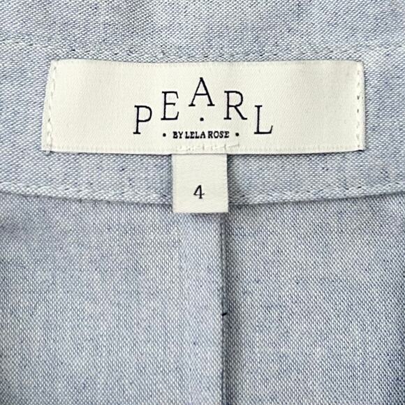 Pearl By Lela Rose Blue Flutter Sleeve Button-Up Shirt - Picture 7 of 8